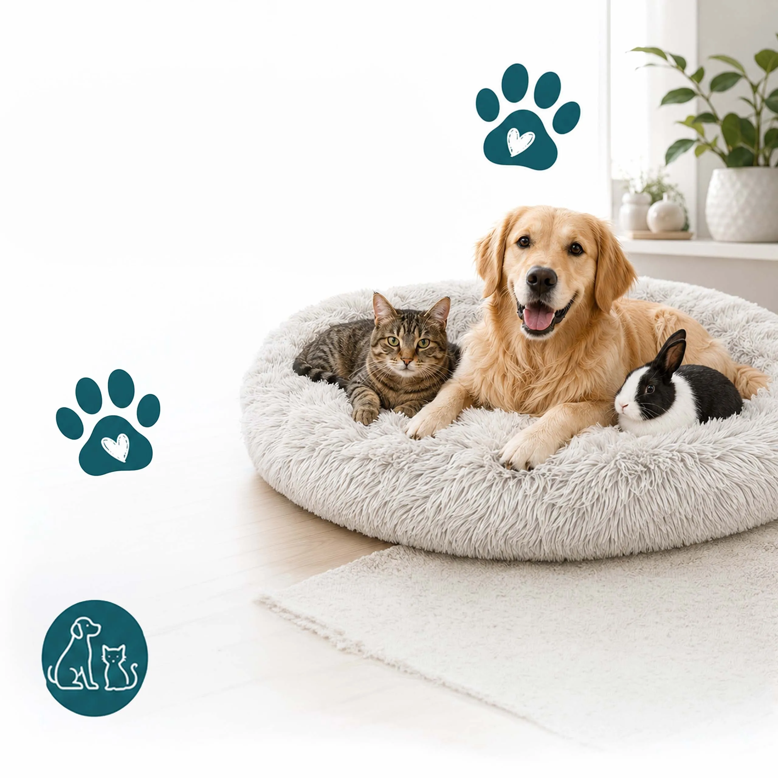 Cuccia per cani, cuscino rotondo - immagine 6